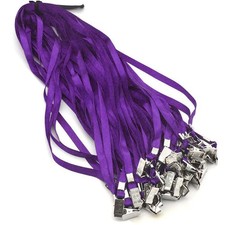 50 Pcs Bulk Purple Lanyard for Lanyards Clip Name Badge Holde School,Work,Com...