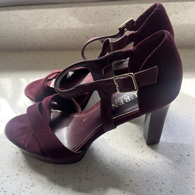 Ralph Lauren R L L Damen Sandalen Burgund Heels Uk 6 Super Teuer Eu 39