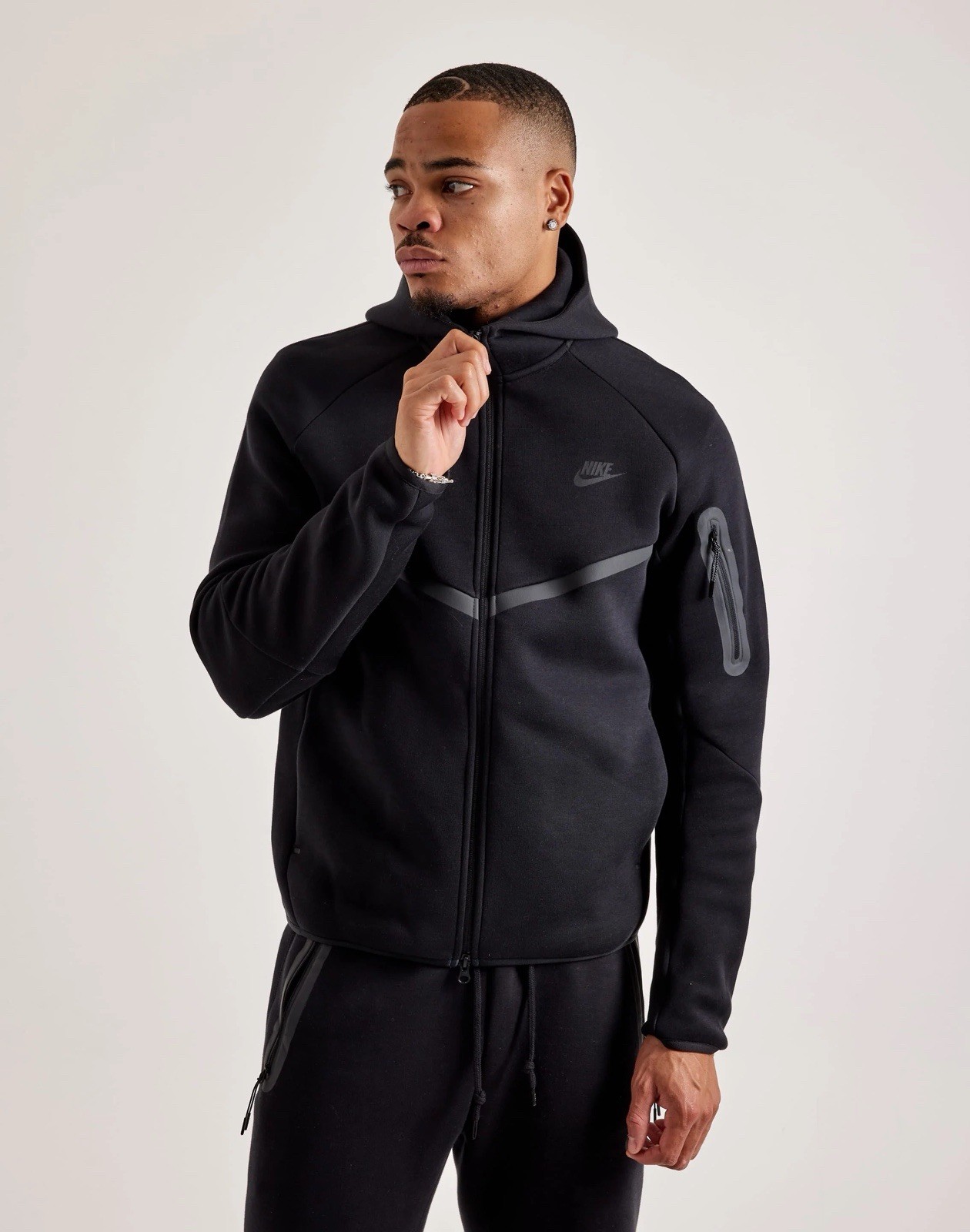Nike Tech Fleece Windrunner Hoodie Jacket Full Zip Black HV0949-010 Mens Size XL