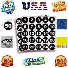 Black Consecutive Number Stickers, 1 to 50, 1.5 Inch, 1 Set
