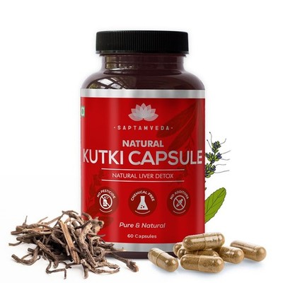 SAPTAMVEDA Natural Kutki 60 Veg Capsules (Pack of 1) Free Shipping World Wide