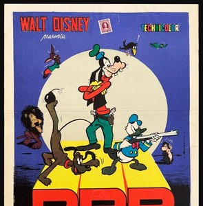 Original DONALD DUCK, GOOFY - Walt Disney 1959 Italian Theater Poster - Rare