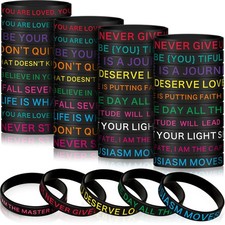 Sumind 60 Pcs Motivational Wristband Silicone Back to School One Size, Black