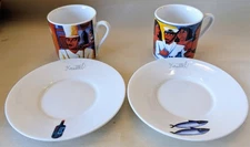 Graham Knuttel Tipperary Crystal Espresso Cups  Saucers Set of 2 Boxed Irish Art