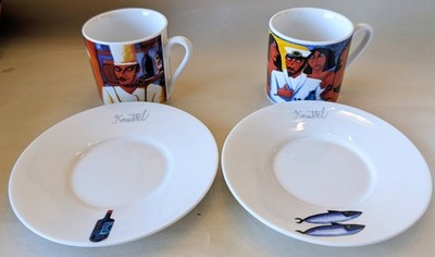 Graham Knuttel Tipperary Crystal Espresso Cups  Saucers Set of 2 Boxed Irish Art