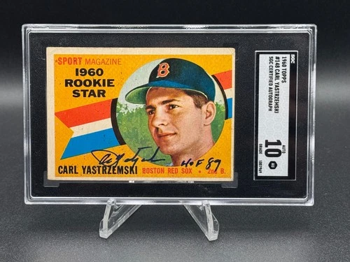 Carl Yastrzemski 1960 Topps Signed Rookie Card #148 HOF 89 🔥 SGC Auth 10 Auto
