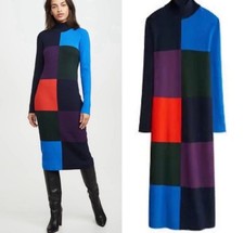 Tory Burch Sport Colorblock Ribbed Knit Midi Dress