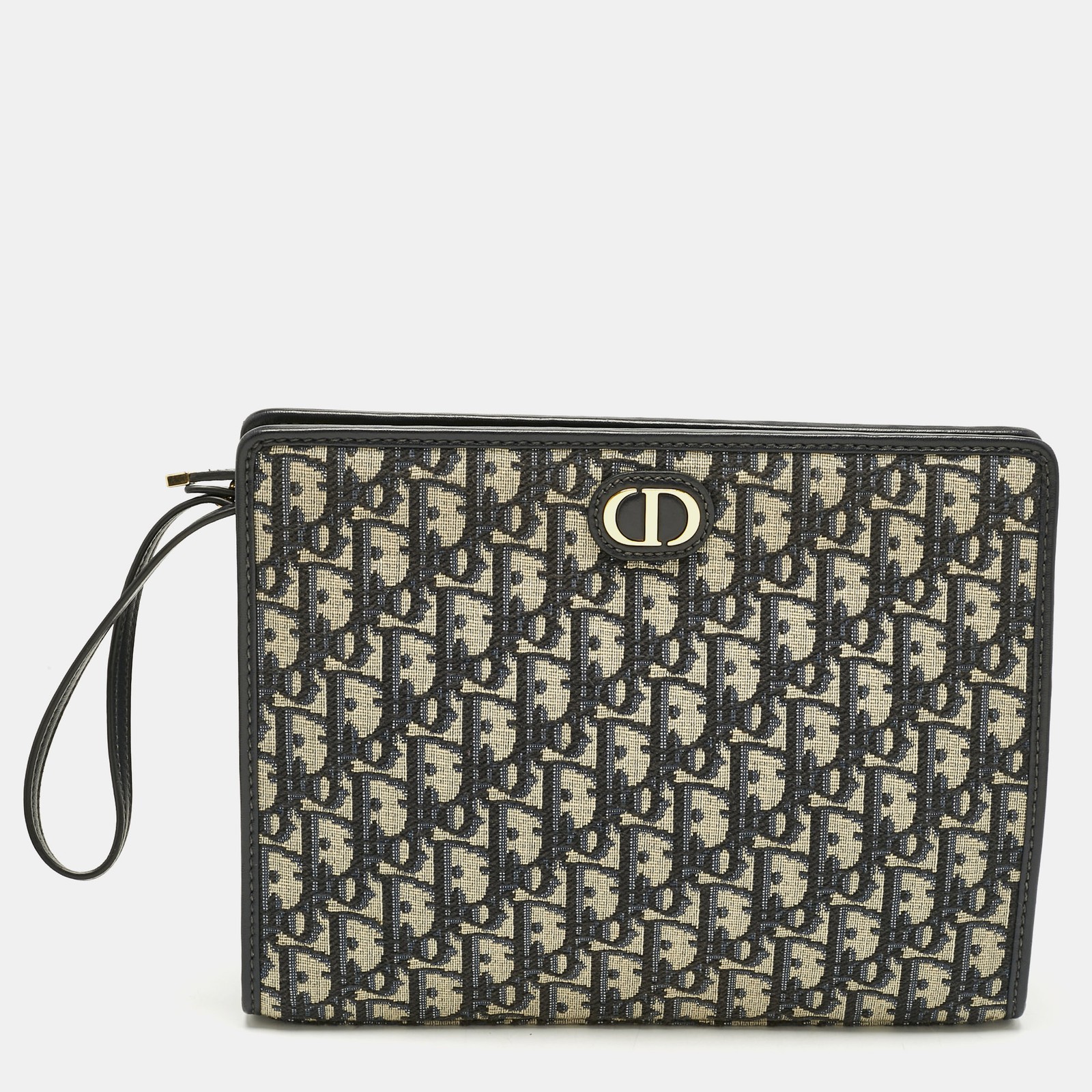 Dior Navy Blue Oblique Canvas 30 Montaigne Pouch