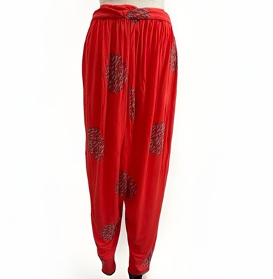 Silence + Noise Red Draped Harem Pants Printed Rayon Size M