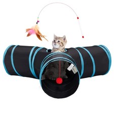 Pet Cat Tunnel Tube Cat Toys 3 Way Collapsible, Tunnels for Indoor Cats Kitty...