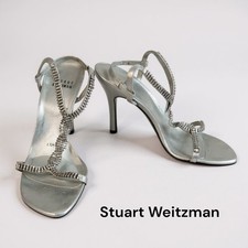 Stuart WEITZMAN Silver Rhinestone Heeled Sandals Shoes