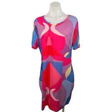 Shein Curve Women's Multi Short Sleeve Crew Neck Pullover A-Line Midi Dress 2XL