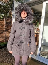Womens Khujo Size Small Ski Winter Jacket Liner Hooded Parka Coat Grey, Warm