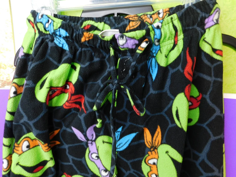 Pantalones de pijama difusos adolescentes mutantes tortugas ninja niños pequeños Nickelodeon 12"-17" Foto 2 de 4