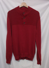 Club Room Sweater Men Medium Anthem Red Button Mock Neck