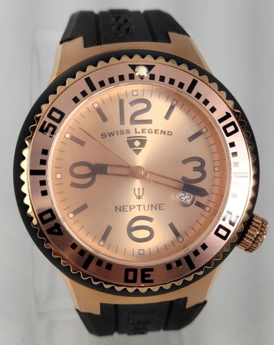 SWISS LEGEND NEPTUNE 46 mm para hombre tono oro rosa resistente al agua 10 cajeros automáticos saphitex - Imagen 2 de 17