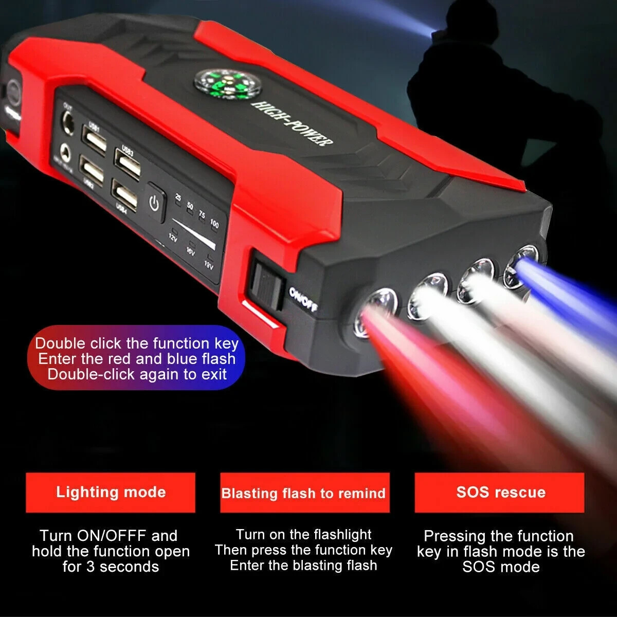 Car Jump Starter Booster Jumper Box & Portable Power Bank 99800mAh | eBay