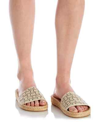 25年★Tory Burch Tory Ribbon Espadrille NIB Tory Burch Espadrille Ribbon Herringbone Slide CREAM US