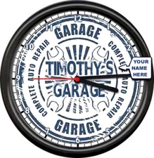 Personalized Name Custom Garage Auto Tool Mechanic Repair Service Wall Clock