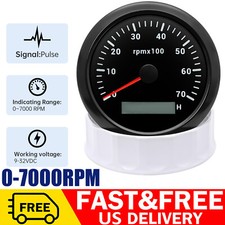85mm Black Tachometer 0-7000RPM Gauge 7 Colors LED for Marine Boat Car Truck US