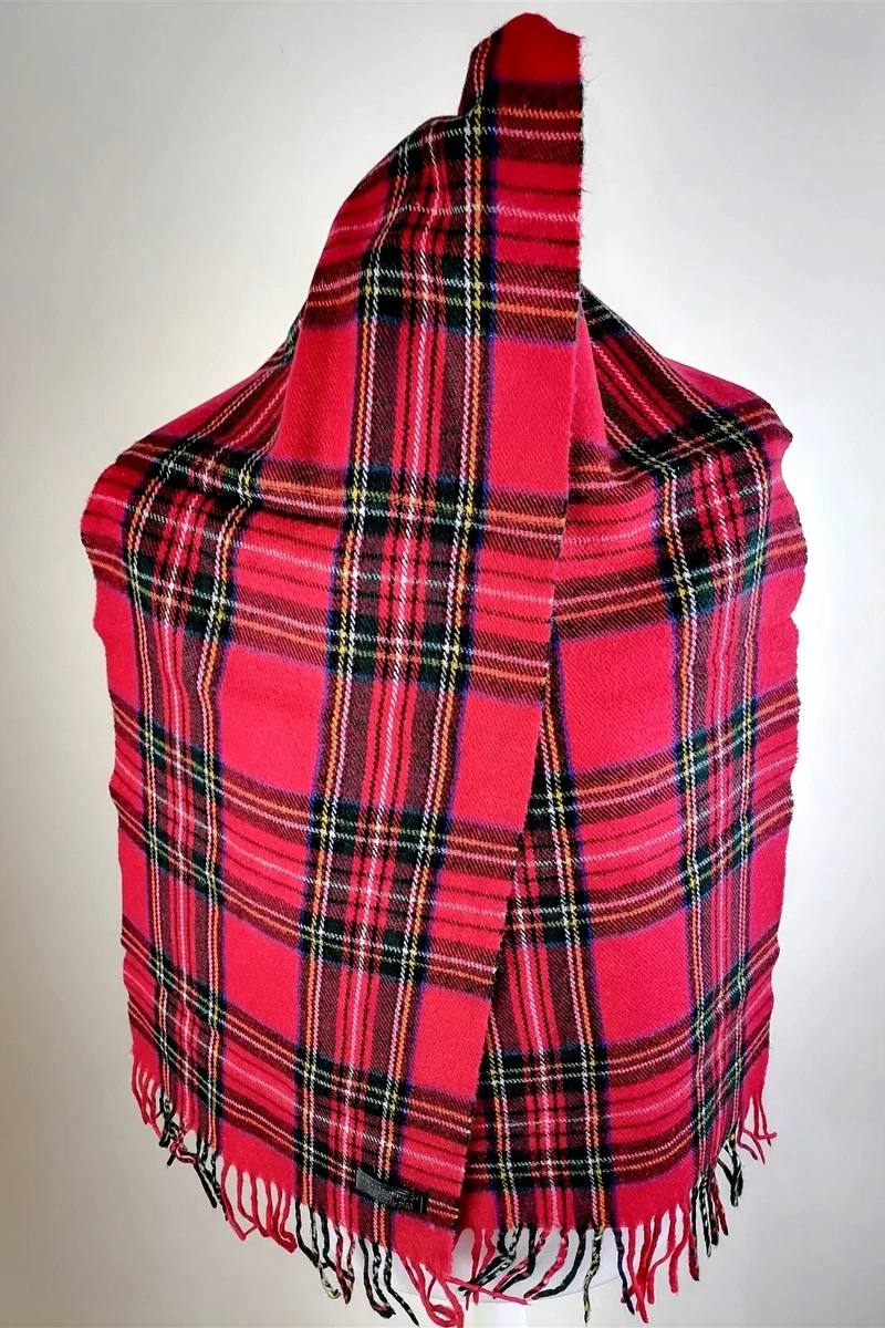 Mens Burberry Red Blue Green Yellow Black Check Scarf One Size