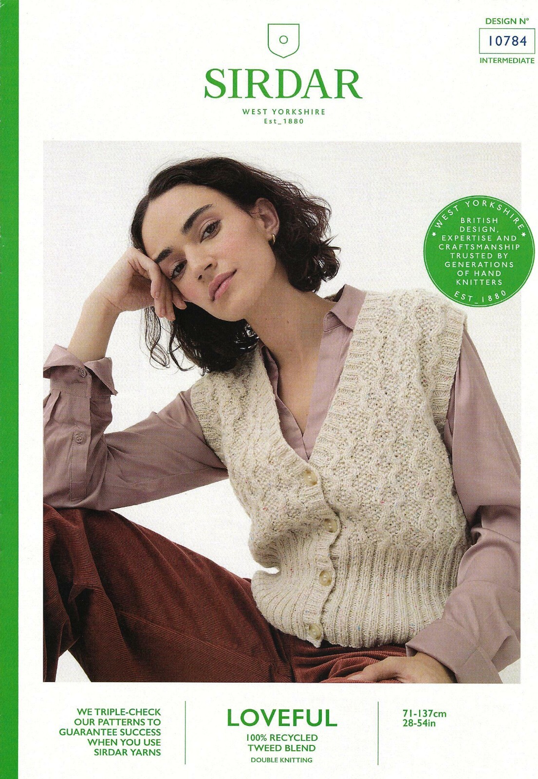 Sirdar Loveful DK Knitting Pattern - 10784 Ladies Waistcoat