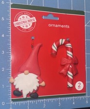 Christmas House Clay Like Ornaments Gnome  Candy Cane NIP