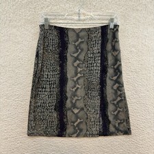 90s Y2K Vintage Skirt Medium Grey Snakeskin Slinky Stretch Corpcore Office