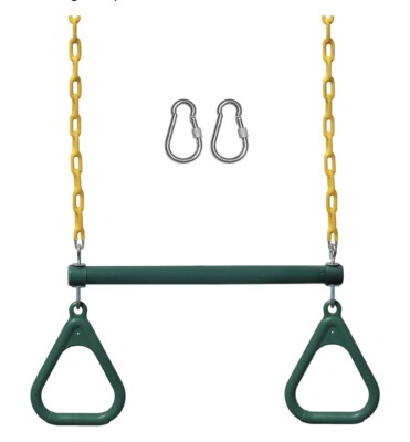 Jungle Gym Kingdom Trapeze Swing Bar with Heavy Duty Chain & Locking Carabiners