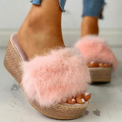 fluffy platform sandals