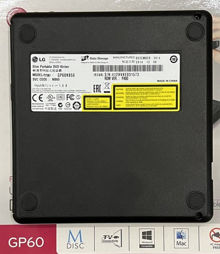 LG GP60NB50 8x Super-Multi External DVD/CD Writer/Burner with M-DISC Support - Afbeelding 4 van 4