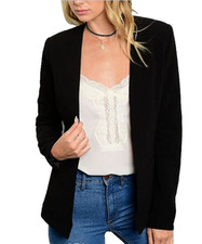 Women's Black Open Front Blazer