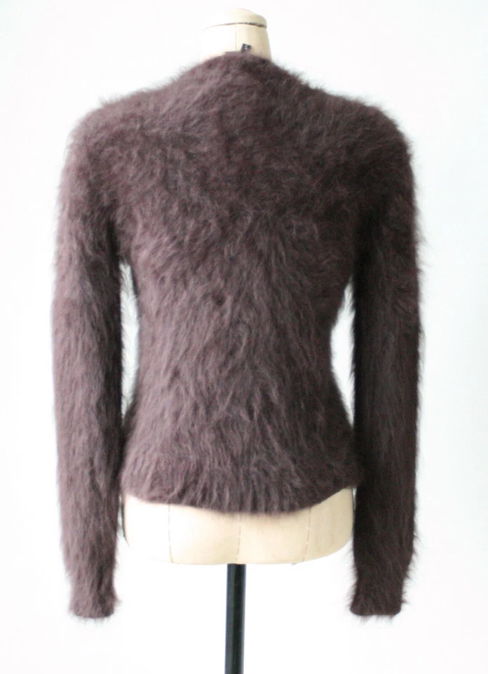 Suéter GUCCI Itália marrom 100% angorá gola V - Imagem 4 de 4