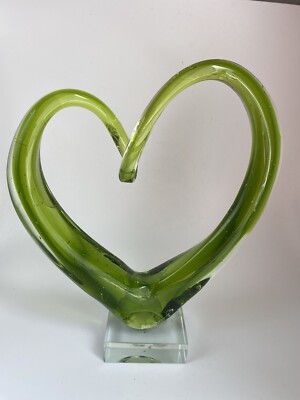 Leonardo Glass Heart Sculpture Home Decor, 8.25  Tall, Rare, Read Description