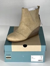Toms Women's Jillian Wedge Booties | Tan Suede PU | Size 9 - NEW