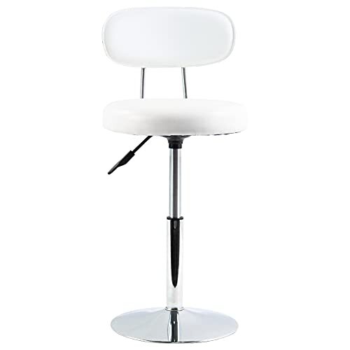 Leather Stool for Spa Salon Manicure with Backrest Counter Stool - Picture 2 of 7