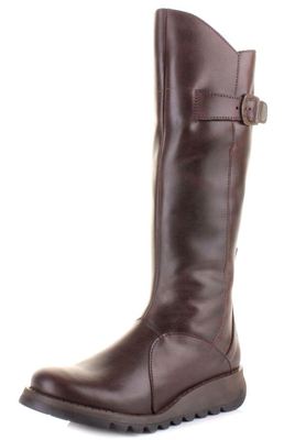 Fly london Mol Dark Brown Leather Womens Knee Hi Boots