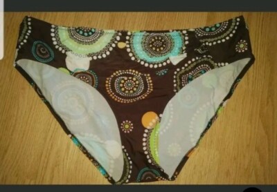 Gorgeous brown multi-coloured NEUF ROUGE bikini bottoms size 22