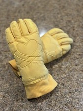 Vintage Hotfingers Yellow Heart Snow Gloves Woman  s Xs Retro