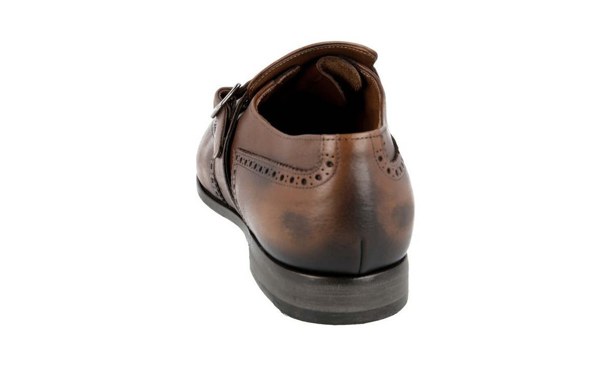 PRADA LUXURY BUSINESS SHOES 2EA038 MAHOGANY BROWN LEATHER US 9.5 RARE FIND Prada Men main image 4