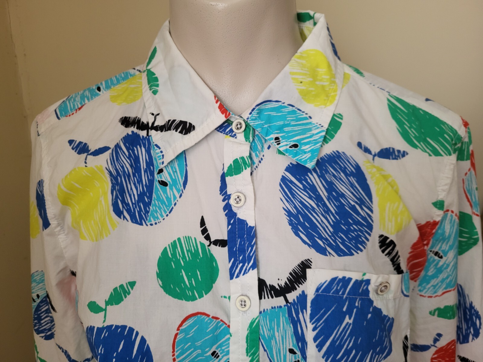 Talbots Multicolor Apple Statement Blouse Size Sm… - image 3