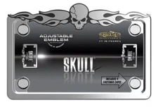 Skull With Caps Chrome Motorcycle License Plate Frame