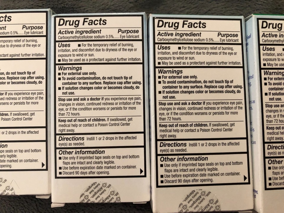 New Lot of 4 Boxes Refresh Tears Lubricant Eye Drops 4 x 15 ml Dry