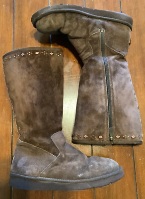 UGG Australia Joplin # 5544 Brown studded suede zip up boots size