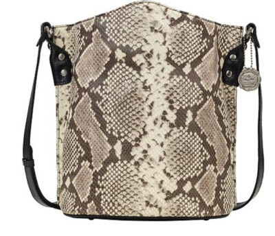 Patricia Nash LAVELLO Leather Crossbody Structured Bucket Bag ~ Python Print
