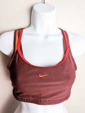 Nike FIT Logo Racerback Layered Sports Bra Red Orange Small