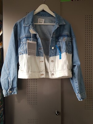 Pull & Bear Kurze Jeansjacke Gr. L Dip Dye