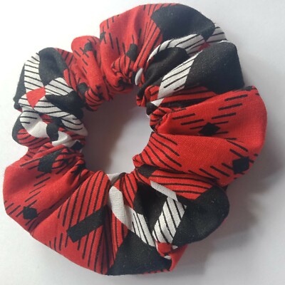 Elegant Black and Red Hair Scrunchie Paisley Bandana Hair Scrunchie SET – Shirk Designs main image 3