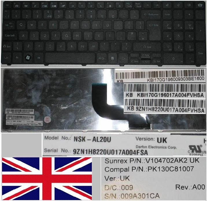 Clavier ACER - NSK-R11SC 0F 9Z.N7WSC.10F PK130RO2A14 Français Azerty