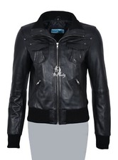 Atlantic Ladies Real Leather Bomber Jacket Black Short Slim Fit Casual Blouson